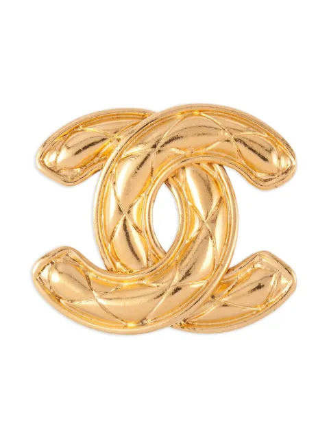 CHANEL Pre-Owned 1980s CC diamond-quilted brooch Gold PN010198