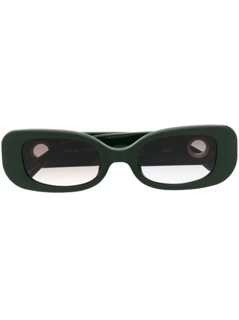 Linda Farrow logo-plaque square-frame sunglasses Green LFL1117C7