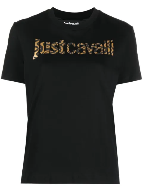 Just Cavalli logo-print cotton T-shirt Blue 74PBHG03CJ300
