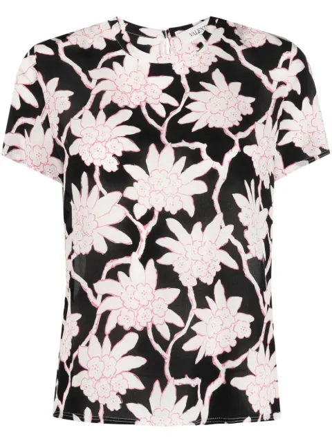 Valentino Garavani Pre-Owned 2000s floral-print top Black HOLAVAL116A