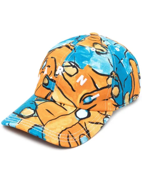 Marni embroidered-logo detail baseball cap Orange CLZC0098SUUTC235