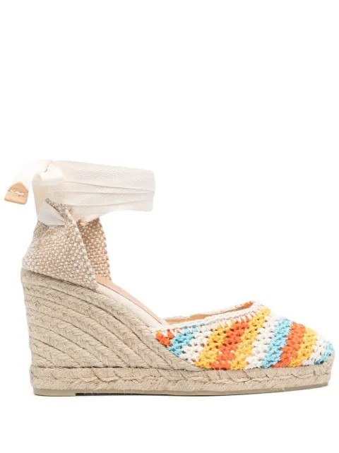 Castañer Carina crochet wedge espadrilles Orange 023093