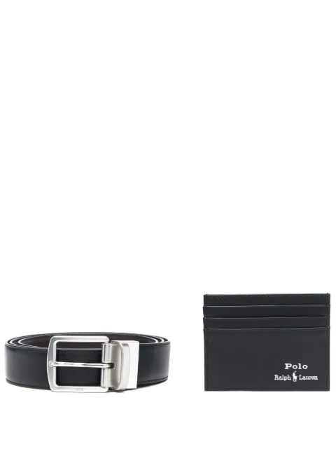 Polo Ralph Lauren logo-stamp cardholder and belt set Black 405880721001