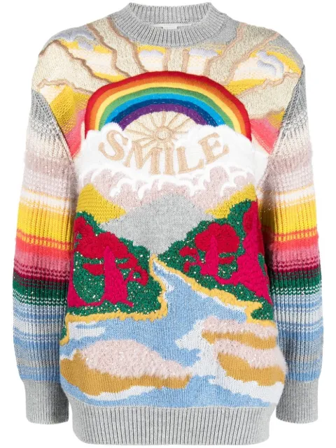 Stella McCartney Festive Smile intarsia-knit jumper Grey 6028873S2385