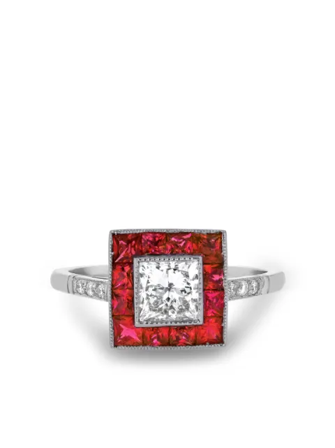 Pragnell Vintage platinum ruby and diamond ring Silver 256109