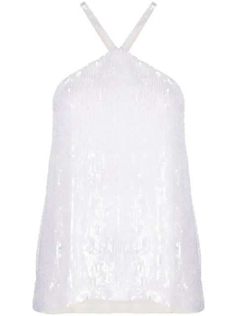 P.A.R.O.S.H. Gem sequinned halterneck top White D311509GEM23