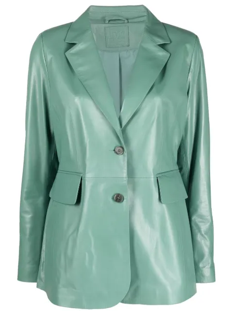 Desa 1972 leather single-breasted blazer Green K12605