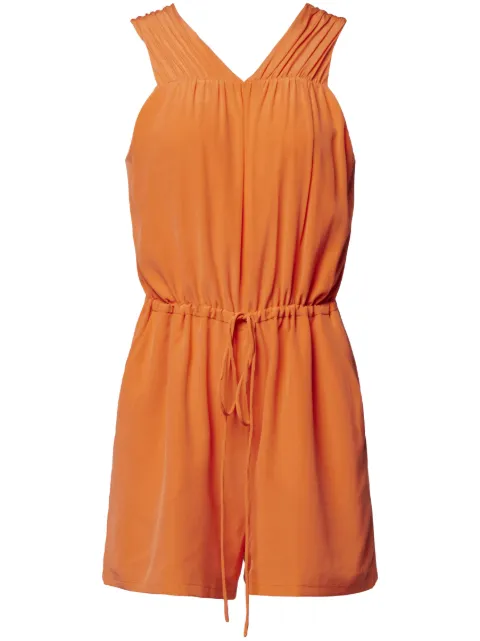 Equipment drawstring-fastening silk playsuit Orange O0007FQ23
