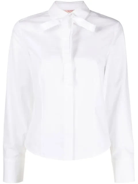 Valentino Garavani pussy-bow cotton shirt White BAB4J27SL