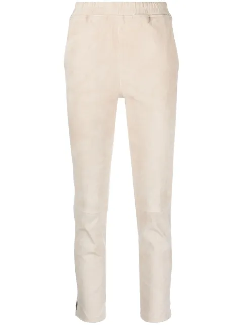 Arma cropped skinny-cut leather trousers Neutrals 002L22600302