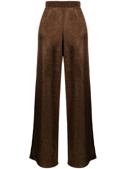 Oséree lurex-detail high-waisted trousers Brown LPF202