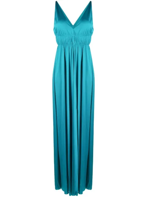 P.A.R.O.S.H. V-neck pleated maxi dress Blue D721613TECLA