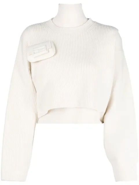 FENDI pocket-detail roll neck jumper Neutrals FZX901AMDA