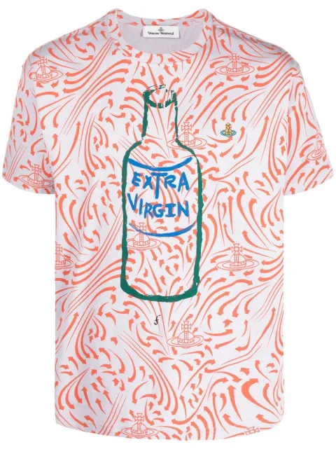 Vivienne Westwood extra-virgin graphic-print logo T-shirt Purple 3G01000GJ0044