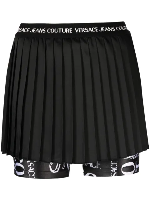 Versace Jeans Couture logo waistband pleated skorts Black 74HAC111N0176