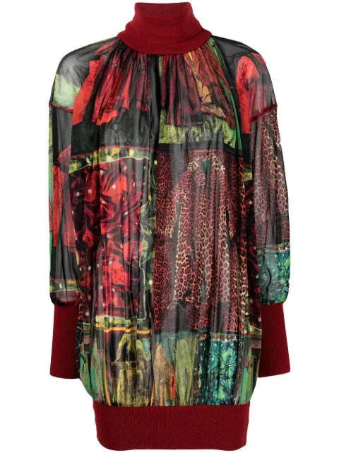Jean Paul Gaultier Pre-Owned 2000s graphic-print roll-neck blouse Red JPG2023A