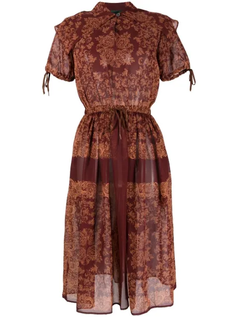 Jean Paul Gaultier Pre-Owned 1980s abstract-print midi dress Brown HOLAJPG121A