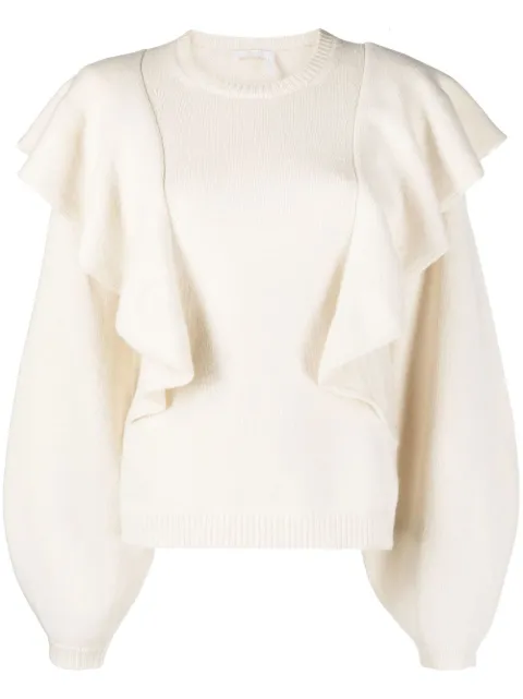Chloé ruffle-detail jumper Neutrals CHC22WMP09500