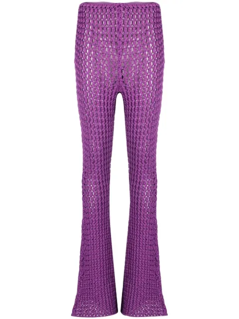 Moschino crochet-knit flared trousers Purple A03820504