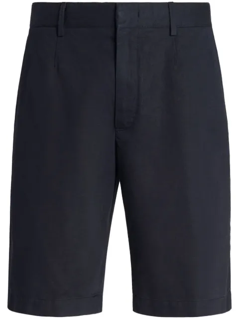 Zegna Summer cotton-linen chino shorts Blue UBI37A5TB05