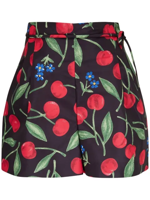 Carolina Herrera cherry-print tie-waist shorts Black R2311N417CHF002
