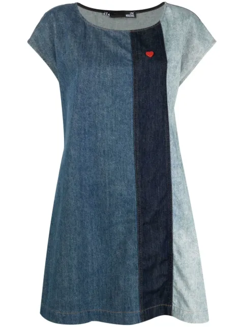 Love Moschino stripe-panel denim dress Blue WVJ8880T365A