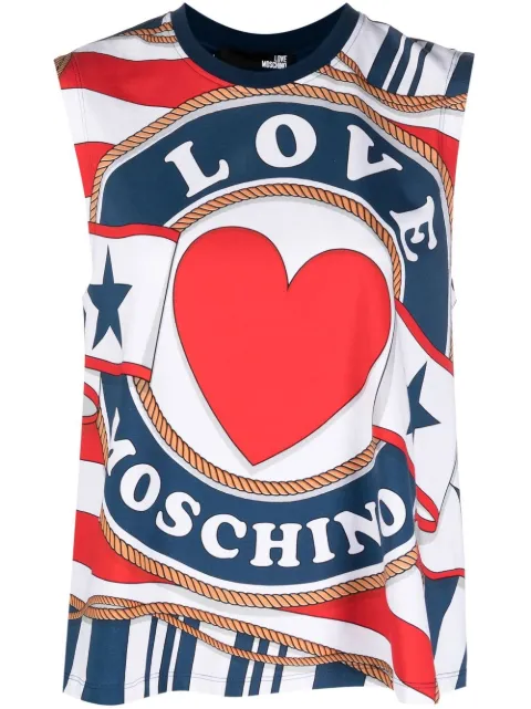 Love Moschino heart logo-print tank top Blue W4H8501E1951