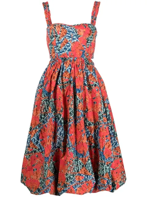 Ulla Johnson graphic-print sweetheart neck dress Red PS230122