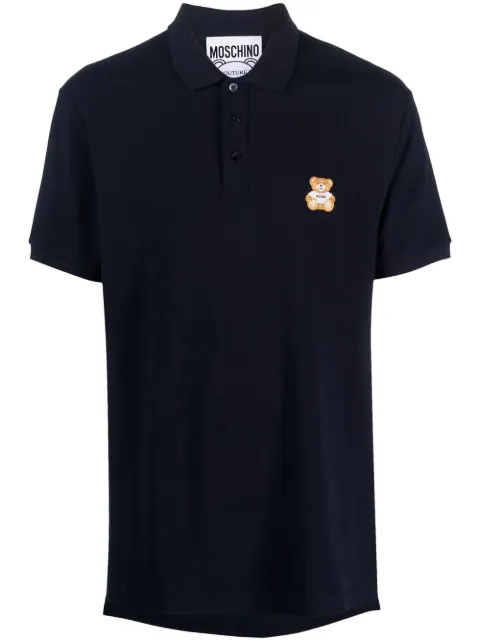 Moschino embroidered-teddy detail polo shirt Blue A16032042