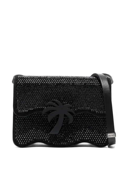 Palm Angels rhinestone-embellished shoulder bag Black PWNQ008S23LEA0051072