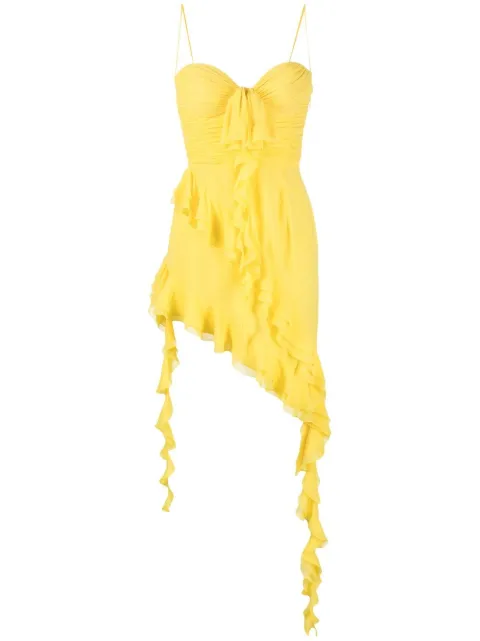Alessandra Rich strapless ruffled asymmetric dress Yellow FAB3145F2890