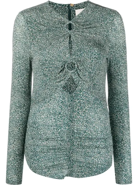 ISABEL MARANT Joneli animal-print top Blue HT0066FAA1K32I
