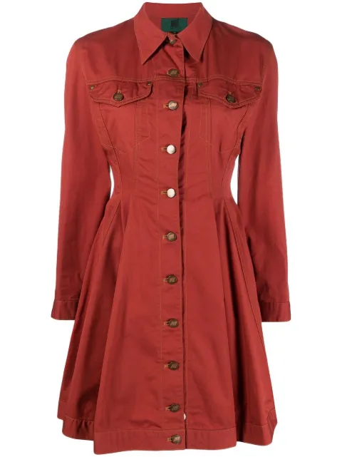 Jean Paul Gaultier Pre-Owned 1989 logo-button denim dress Red JPG3001A