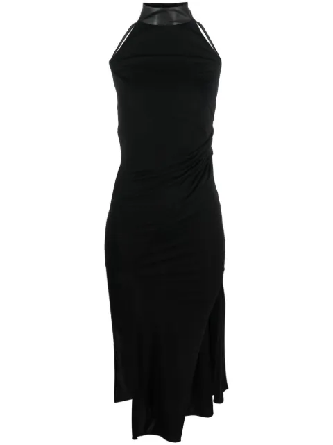 Helmut Lang halterneck asymmetric midi dress Black M09HW611