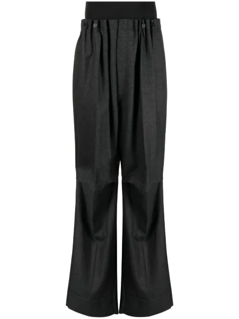 Raf Simons high-waisted wide-leg wool trousers Black 222M34720009