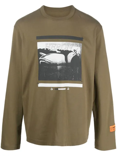 Heron Preston logo-print detail T-shirt Green HMAB026S23JER0025510
