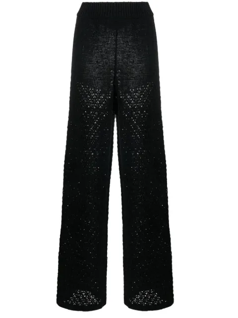 ROTATE BIRGER CHRISTENSEN loose-knit high-waisted trousers Black RT2305