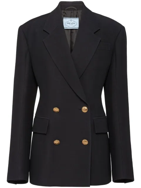 Prada double-breasted tricotine jacket Black P508NS2221EVU