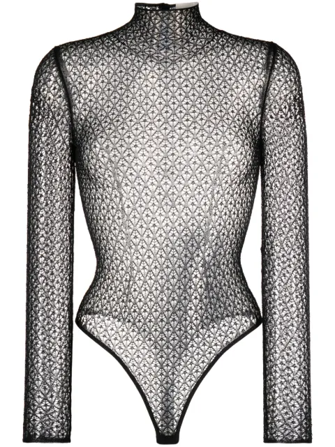 KHAITE Fena diamond-lace bodysuit Black 9208401K401