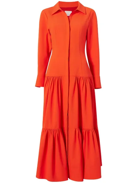 Cinq A Sept button-up long sleeve tiered dress Orange ZD19063626Z