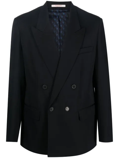 Valentino Garavani peak lapels double-breasted blazer Blue VCEE058HU
