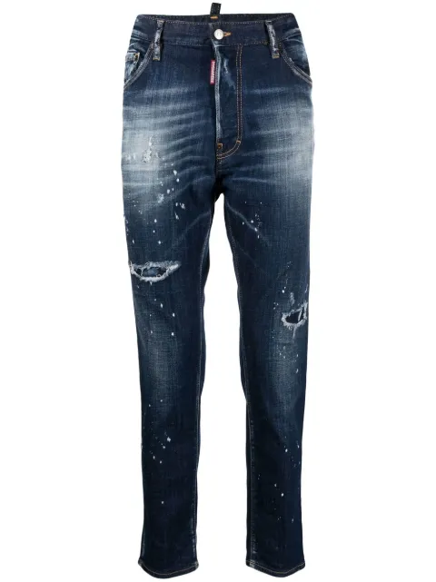DSQUARED2 paint-splatter ripped skinny jeans Blue S74LB1295S30342
