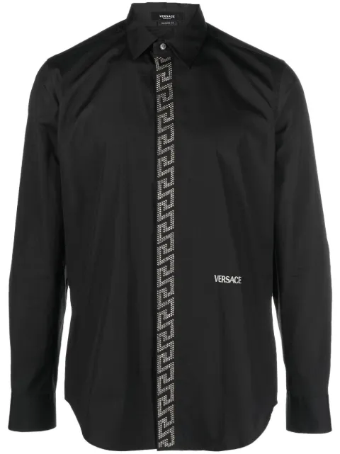 Versace Greek Key-embroidered shirt Black 10085721A06160