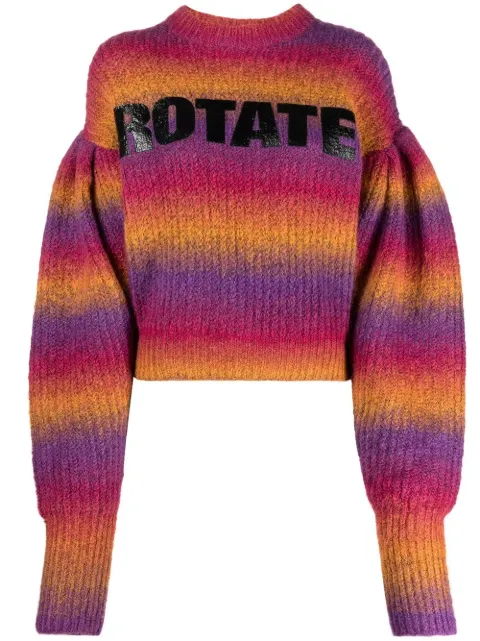 ROTATE BIRGER CHRISTENSEN intarsia-logo striped cropped jumper Pink RT2403