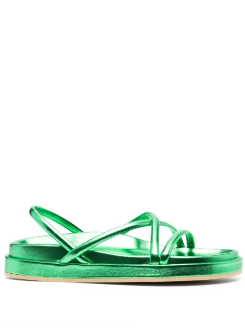 P.A.R.O.S.H. metallic-finish leather sandals Green AUSHOED070225