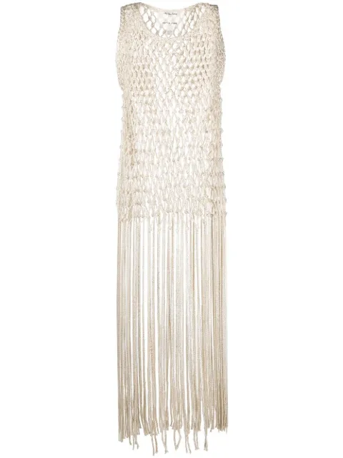 Forte Forte crochet tassel-trim dress Gold 10371mydress