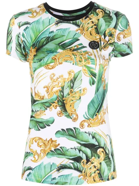 Plein Sport floral logo-print T-shirt Green PACCWTK2820SJY001N