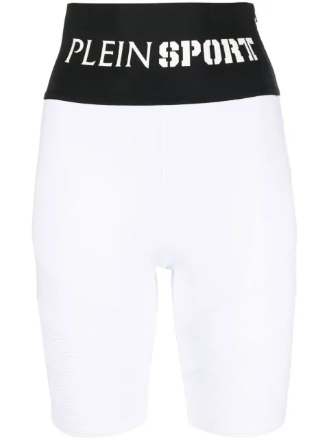 Plein Sport logo-waistband cycling shorts White PACCWJT1719STE003N