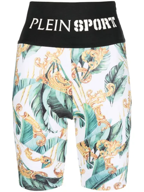 Plein Sport logo-waistband cycling shorts White PACCWJT1713STE003N