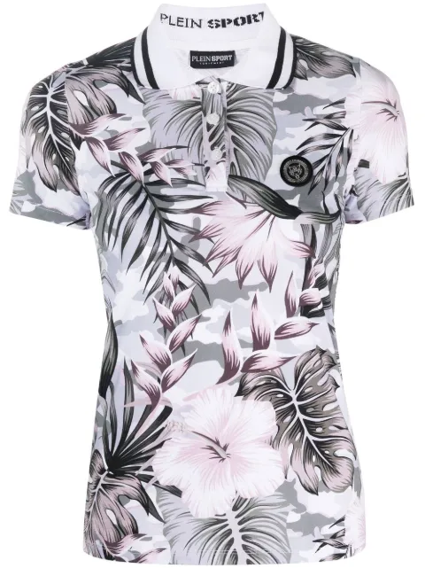 Plein Sport floral-print polo shirt Black PACCWTK2817STE003N